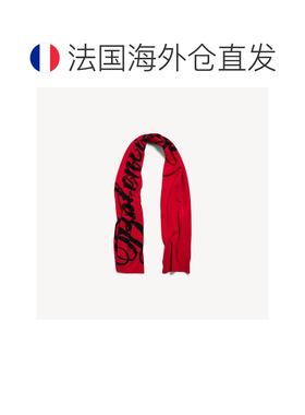 欧洲直邮自营Balenciaga巴黎世家 Big B男士红色/黑色羊毛围巾