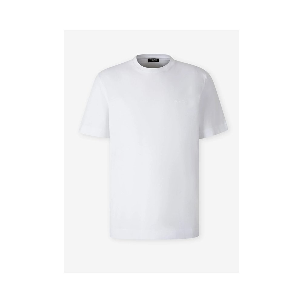 1h可退 香港直邮Zegna 杰尼亚 男士 Logo刺绣棉针织T恤 UG360A2G7 - 图0