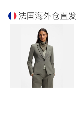 欧洲直邮自营HUGO BOSS雨果博斯 女士深绿色丝质印花围巾