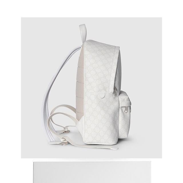 Self-operated European direct mail Gucci/Gucci Ophidia series men's white canvas double G webbing zipper opening
