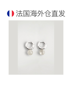 自营欧洲直邮COS 女士银色黄铜水晶耳环耳圈耳饰石英配饰
