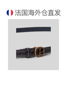 欧洲直邮自营Claudie Pierlot 女士海军蓝皮革对比色金属扣皮带