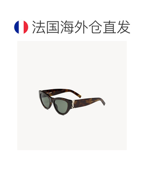 自营欧洲直邮YSL圣罗兰 SL M94女士哈瓦那色/绿色醋酸纤维logo标