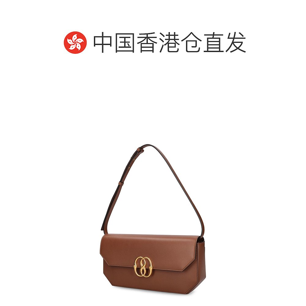 香港直邮Bally 巴利 女士 Emblem Folio大号皮革单肩包 - 图1