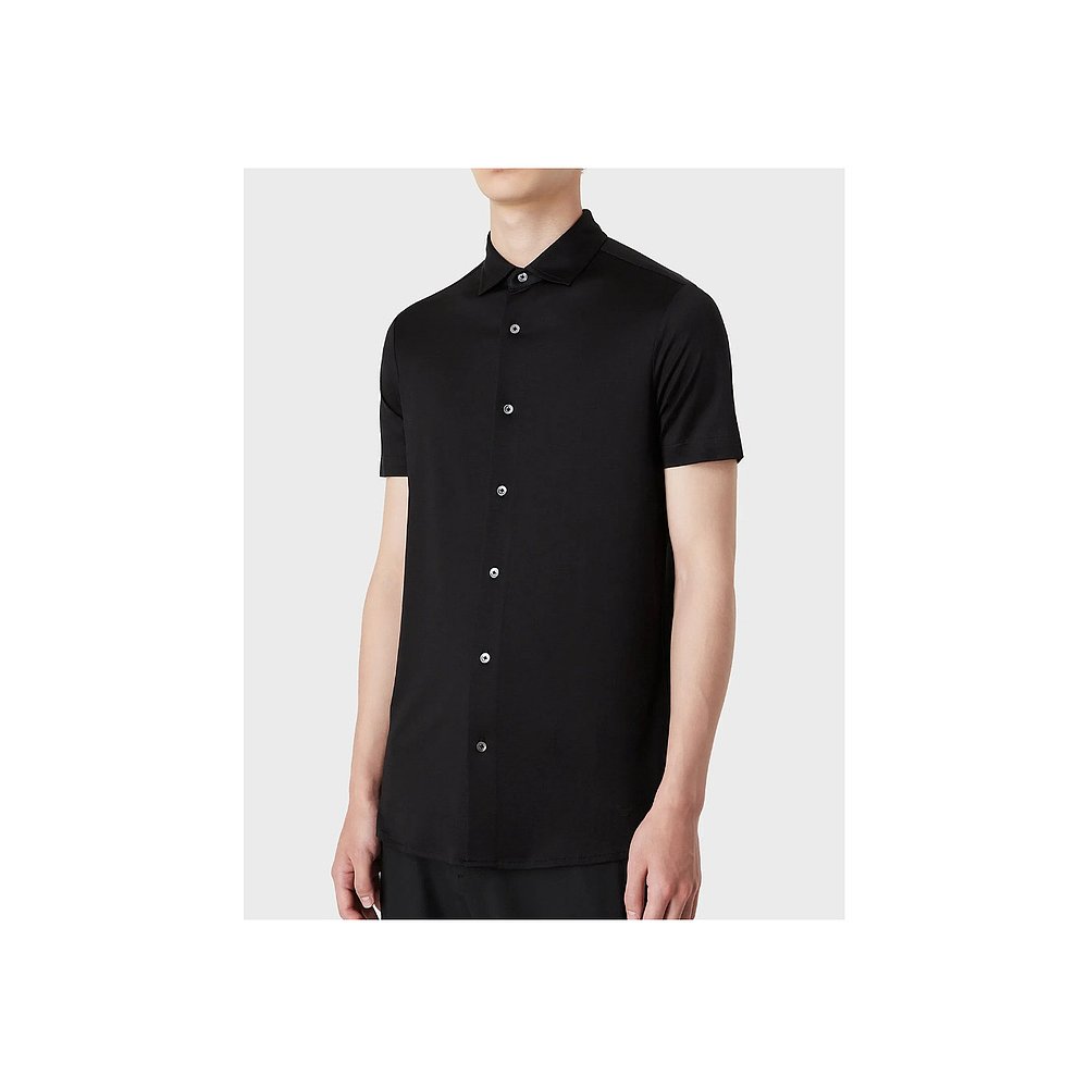 香港直邮Emporio Armani 黑色徽标短袖衬衫 8N1CG01JUVZ阿玛尼 - 图0