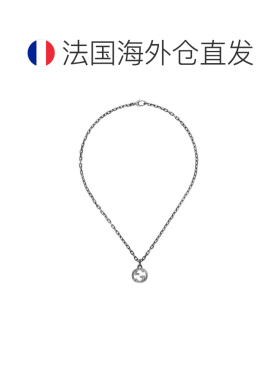 自营欧洲直邮GUCCI/古驰 经典款 925银复古纹路双G吊坠项链配饰