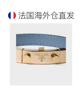 自营欧洲直邮PRADA普拉达 女士星空蓝Saffiano皮革徽标手链