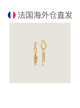 自营欧洲直邮Givenchy纪梵希 Lucky Charms女士金色金属不对称耳