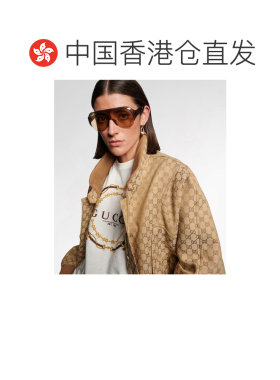 香港直邮Gucci 古驰 女士 徽标防护罩太阳眼镜 beige米色 舒适时