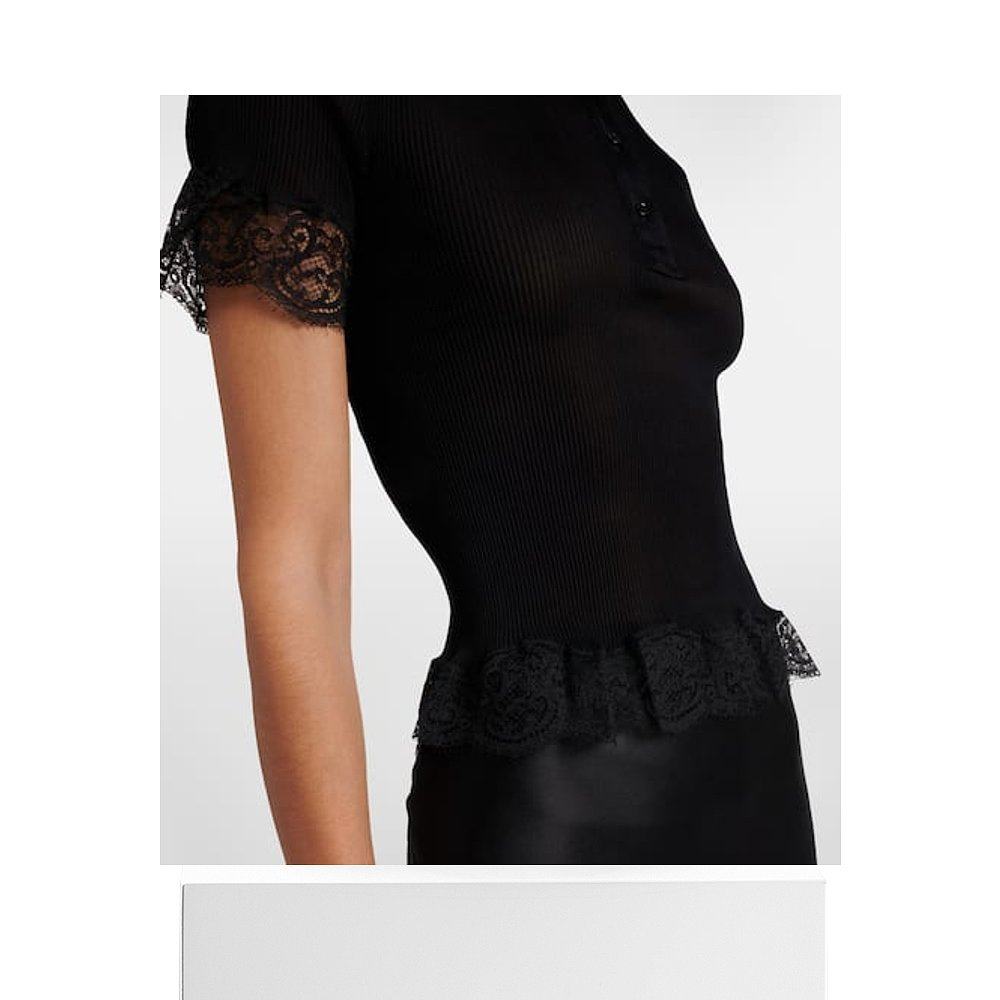 1h可退 香港直邮Saint Laurent 圣罗兰 女士 蕾丝边真丝针织布上,淘宝优惠券,粉丝福利购,淘宝优惠卷