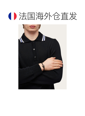 自营欧洲直邮Ferragamo菲拉格慕 Gancini男士黑色小牛皮编织手链