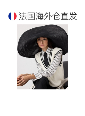 自营欧洲直邮Ralph Lauren拉夫劳伦 女士黑色混纺亚麻宽檐帽帽子