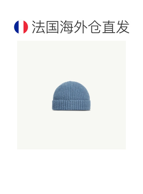 欧洲直邮自营MONCLER盟可睐 男孩钴蓝色羊毛边饰三色帽子针织帽