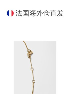 自营欧洲直邮Prada普拉达 女士金色/黑色金属三角徽标项链吊坠
