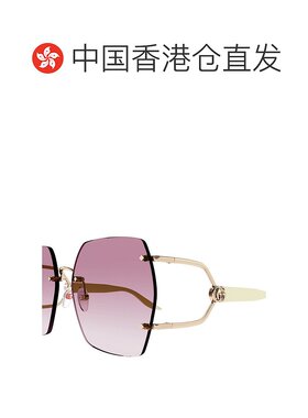 1h可退 香港直邮Gucci 古驰 女士 几何框太阳镜 GG1562S metal金