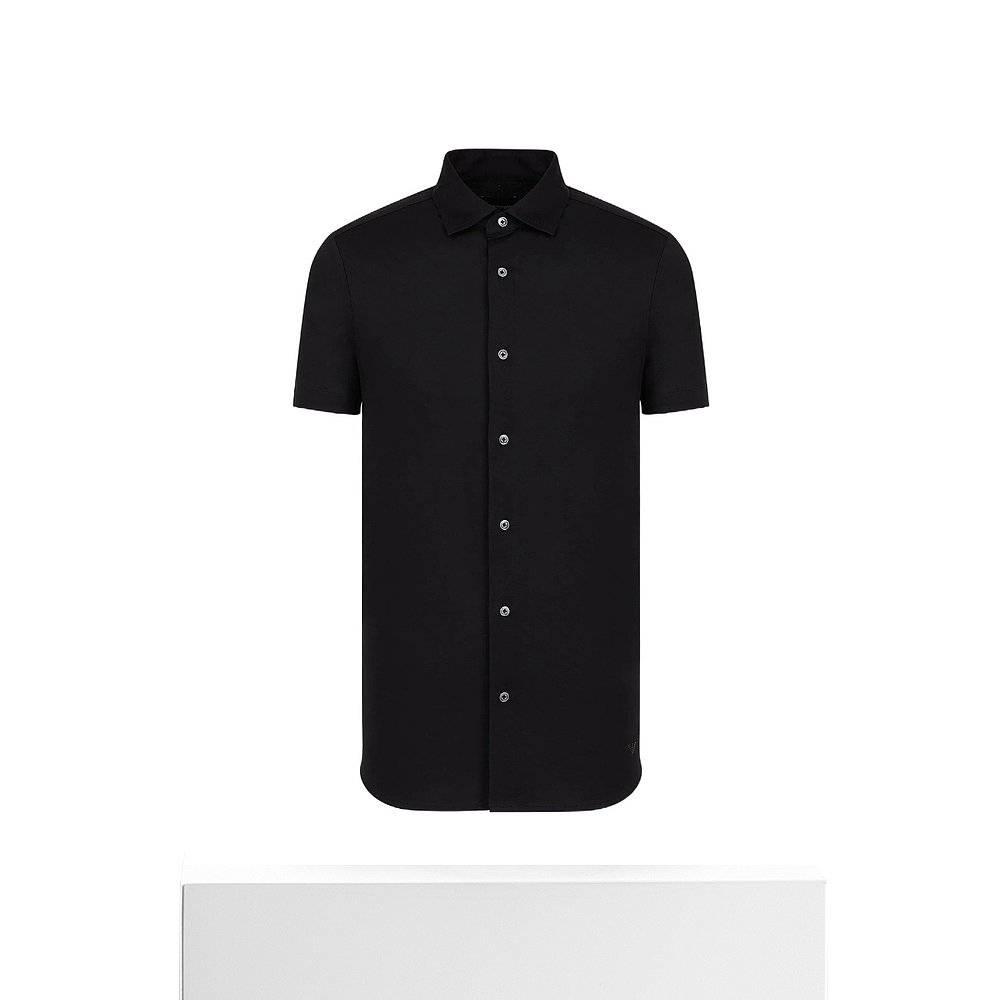 香港直邮Emporio Armani 黑色徽标短袖衬衫 8N1CG01JUVZ阿玛尼 - 图3