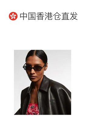 1h可退 香港直邮Miu Miu 缪缪 女士 矩形太阳眼镜 black黑色 舒适