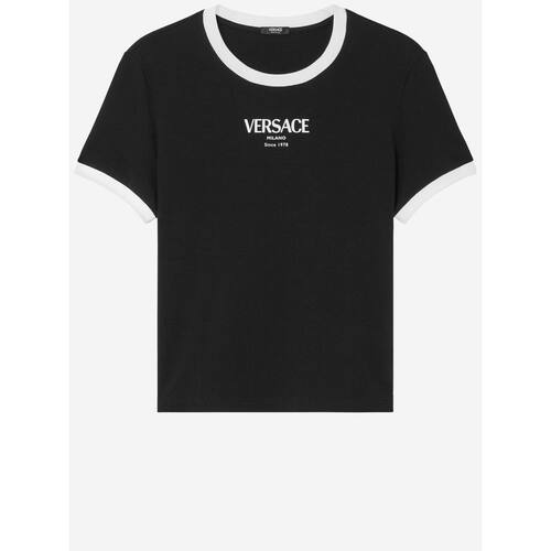 1h可退 香港直邮versace 范思哲 女士 弹力圆领T恤 10226561A1668 - 图0