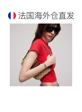 自营欧洲直邮GUCCI古驰 Interlocking男女同款925银红色棉绳手链