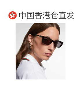 1h可退 香港直邮Gucci 古驰 女士 徽标矩形太阳眼镜 black黑色 舒