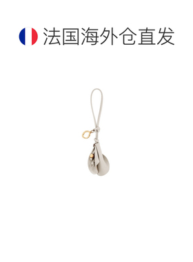 欧洲直邮自营Polene Pili女士米白色皮革手工花朵包挂/钥匙扣挂件