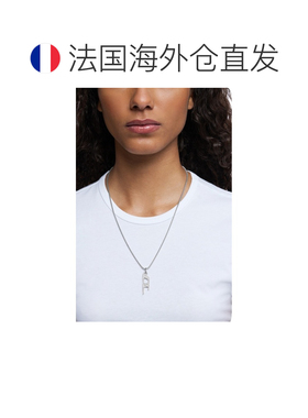 自营欧洲直邮Diesel迪赛 Collier女士银灰色不锈钢闪亮吊坠项链