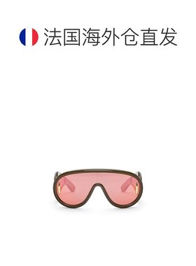 欧洲直邮LOEWE/罗意威24新款 女士绿色尼龙醋酸框粉色镜片面罩形