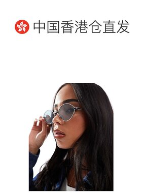 1h可退 香港直邮ASOS 女士 设计金属椭圆形光泽银色太阳眼镜