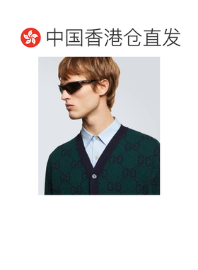 1h可退 香港直邮Gucci 古驰 男士 矩形太阳眼镜 black黑色 舒适时