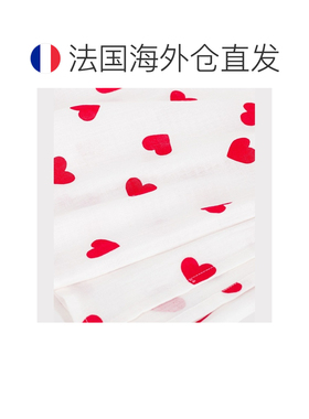欧洲直邮自营Petit Bateau小帆船 婴儿白色/红色棉质心形印花襁褓