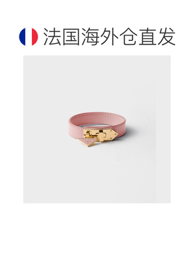 自营欧洲直邮PRADA普拉达 女士蜜桃色Saffiano皮革三角徽标手链