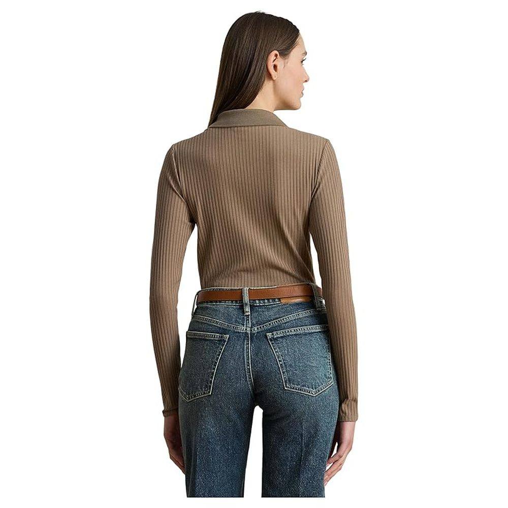 1h可退 香港直邮Lauren Ralph Lauren 女士 罗纹针织长袖Polo衫,淘宝优惠券,粉丝福利购,淘宝优惠卷