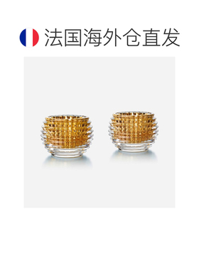 欧洲直邮Baccarat巴卡拉 Eye金色水晶切割纹样烛台花瓶