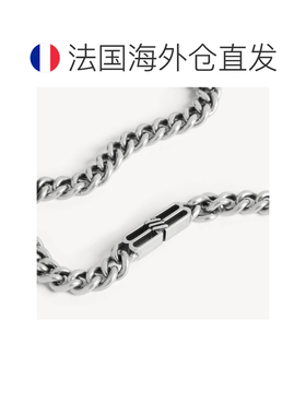 自营欧洲直邮Balenciaga巴黎世家 Bb Icon男士银色黄铜细链项链