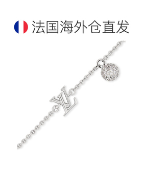 自营欧洲直邮LV路易威登 Iconic女士银灰色金属LOGO标识水晶手链