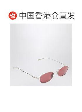 香港直邮Gucci 古驰 女士 SILVER/RED 椭圆形太阳眼镜 840020I333