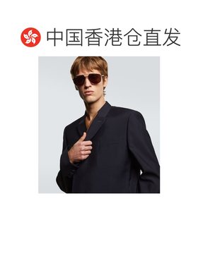1h可退 香港直邮Gucci 古驰 男士 织物方框太阳眼镜 metal金属色