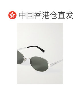 1h可退 香港直邮Saint Laurent 圣罗兰 男士 椭圆框镀银太阳眼镜