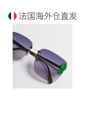 自营欧洲直邮Dior迪奥 Clover女士紫色/酒红色渐变金属方形太阳镜