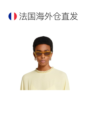 自营欧洲直邮Gucci/古驰 男士黄色醋酸纤维双G方形太阳眼镜