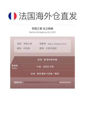 欧洲直邮Parfum d'Empire帝国之香光之呐喊浓香水30ml 木质正品