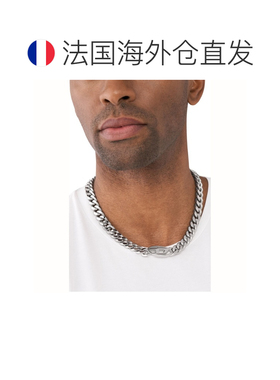 自营欧洲直邮Diesel迪赛 男士银灰色不锈钢Oval D logo锁骨链