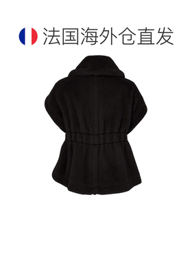 欧洲直邮自营MAX MARA 女士黑色羊驼毛混纺短款纽扣斗篷