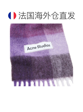 欧洲直邮自营ACNE STUDIO24年款 男女通用紫色马海毛格纹配LOGO围