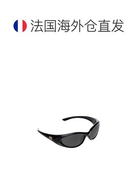 欧洲直邮BALENCIAGA (2025新品) Sporty B 圆形 Afen 太阳镜 黑色