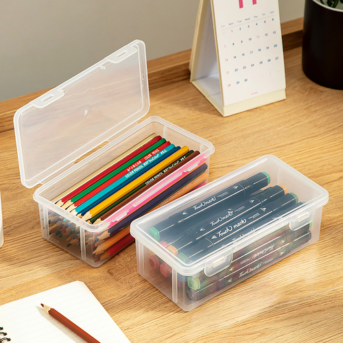 铅笔收纳盒大容量透明文具收纳盒笔筒装彩铅儿童蜡笔绘画素描笔袋