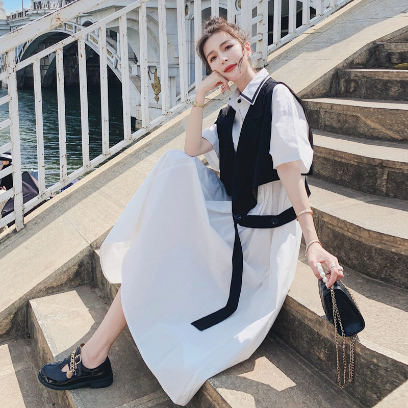 赫本风2022年夏季可盐可甜连衣裙 岸妃连衣裙