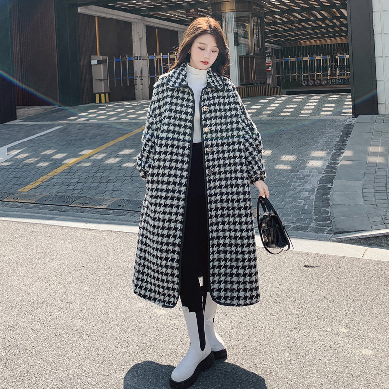 千鸟格外套2022冬季新款韩版高级感 岸妃毛呢外套