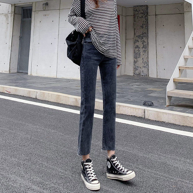 女高腰显高2020年秋装新款牛仔裤 嘉净丝牛仔裤