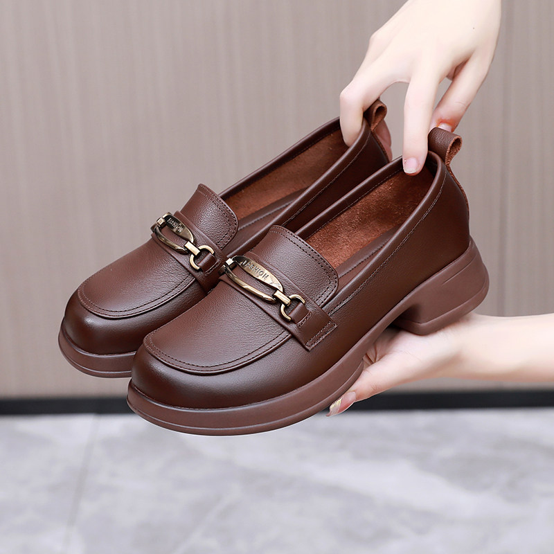 乐福鞋2024新款女真皮厚底软底大码英伦风小皮鞋春秋款增高单鞋女,淘宝优惠券,粉丝福利购,淘宝优惠卷